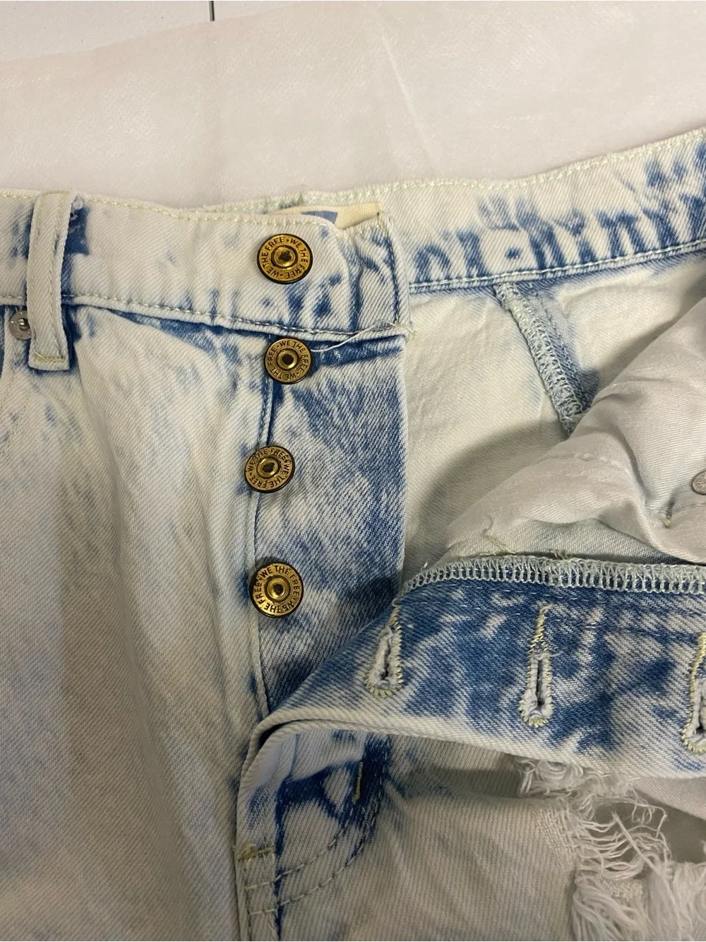 We The Free Light Blue Distressed Frayed Hem Jean Shorts